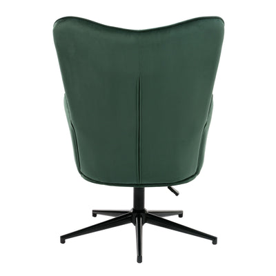 Scandinavian office chair with armrests, 360°, in green velvet IRIS VELVET GREEN BLACK LEG