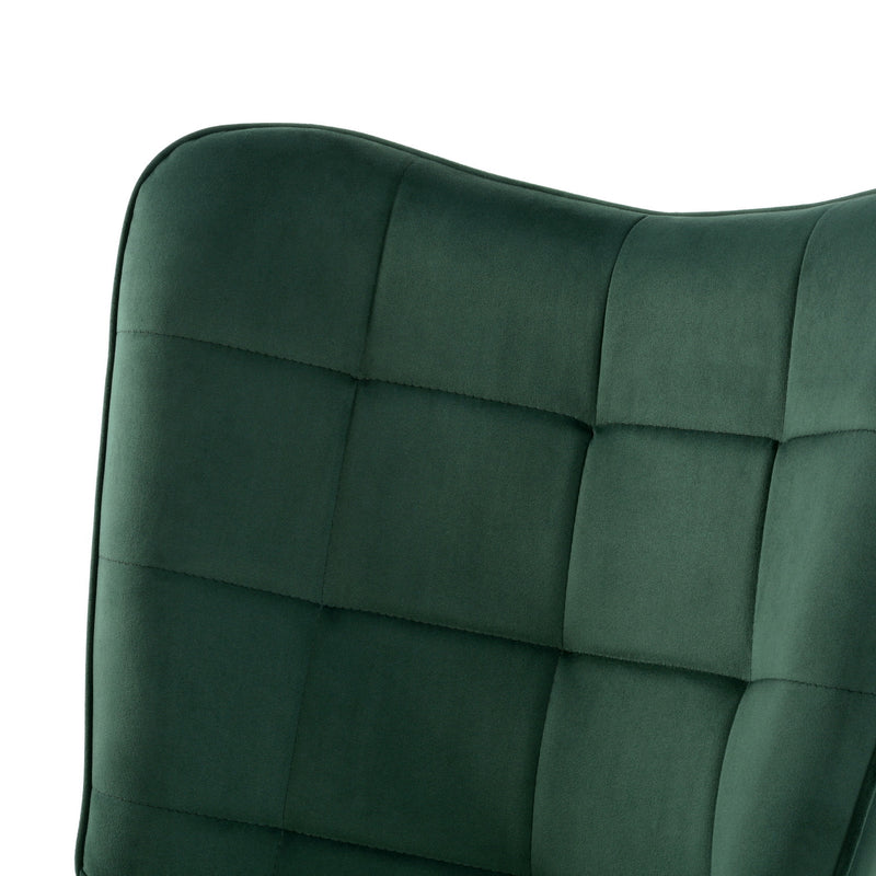 Scandinavian office chair with armrests, 360°, in green velvet IRIS VELVET GREEN BLACK LEG