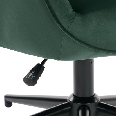 Scandinavian office chair with armrests, 360°, in green velvet IRIS VELVET GREEN BLACK LEG