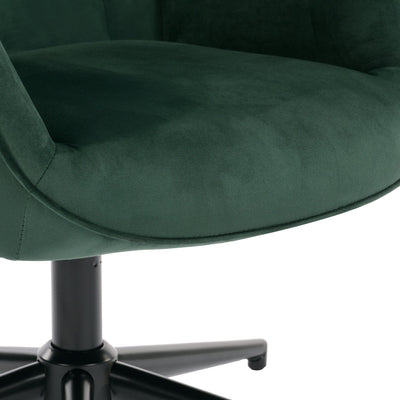 Scandinavian office chair with armrests, 360°, in green velvet IRIS VELVET GREEN BLACK LEG