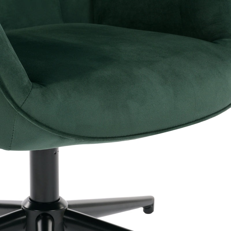 Scandinavian office chair with armrests, 360°, in green velvet IRIS VELVET GREEN BLACK LEG