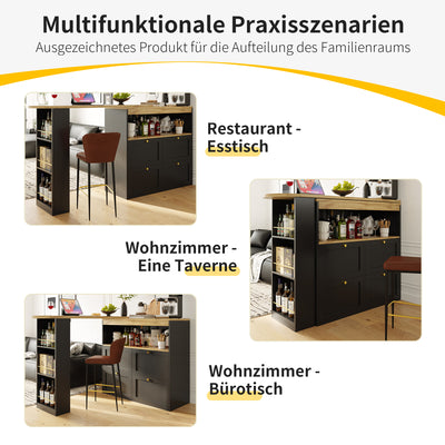 Armoire Modulaire Pivotante à 360° Noire avec Étagères Latérales, 4 Tiroirs et Détails Dorés ILTAILL