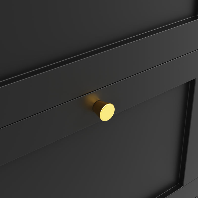 Armoire Modulaire Pivotante à 360° Noire avec Étagères Latérales, 4 Tiroirs et Détails Dorés ILTAILL
