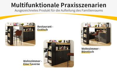 Armoire Modulaire Pivotante à 360° Noire avec Étagères Latérales, 4 Tiroirs et Détails Dorés ILTAILL