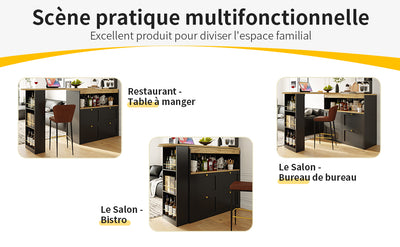 Armoire Modulaire Pivotante à 360° Noire avec Étagères Latérales, 4 Tiroirs et Détails Dorés ILTAILL