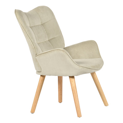 Scandinavian armchair in beige corduroy with beech legs KANAS CORDUROY BEIGE OAK LEG
