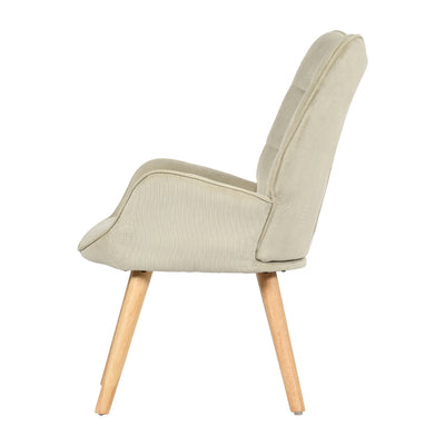 Scandinavian armchair in beige corduroy with beech legs KANAS CORDUROY BEIGE OAK LEG