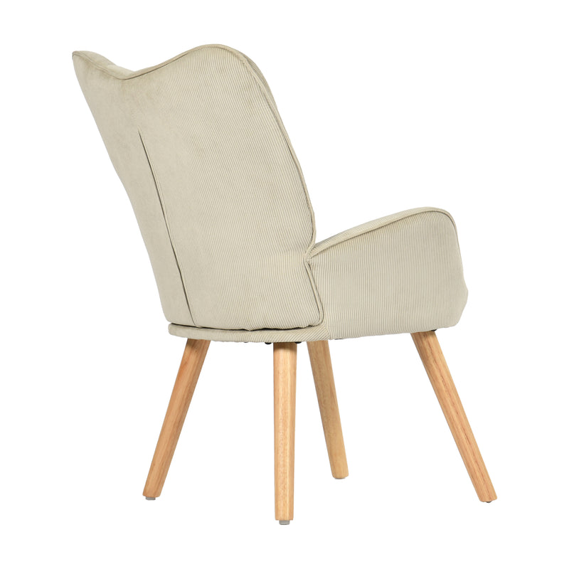 Scandinavian armchair in beige corduroy with beech legs KANAS CORDUROY BEIGE OAK LEG
