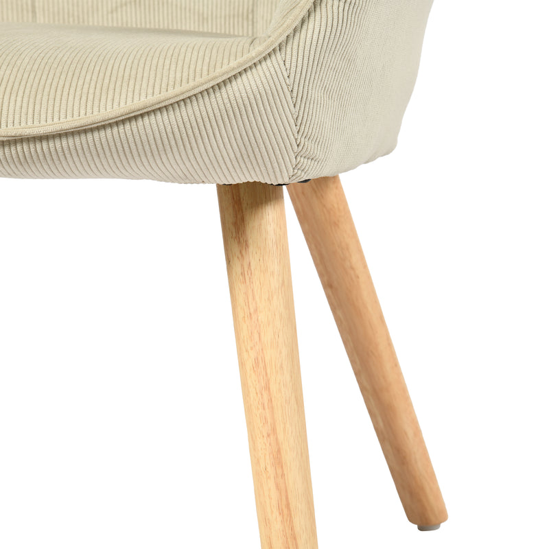 Scandinavian armchair in beige corduroy with beech legs KANAS CORDUROY BEIGE OAK LEG