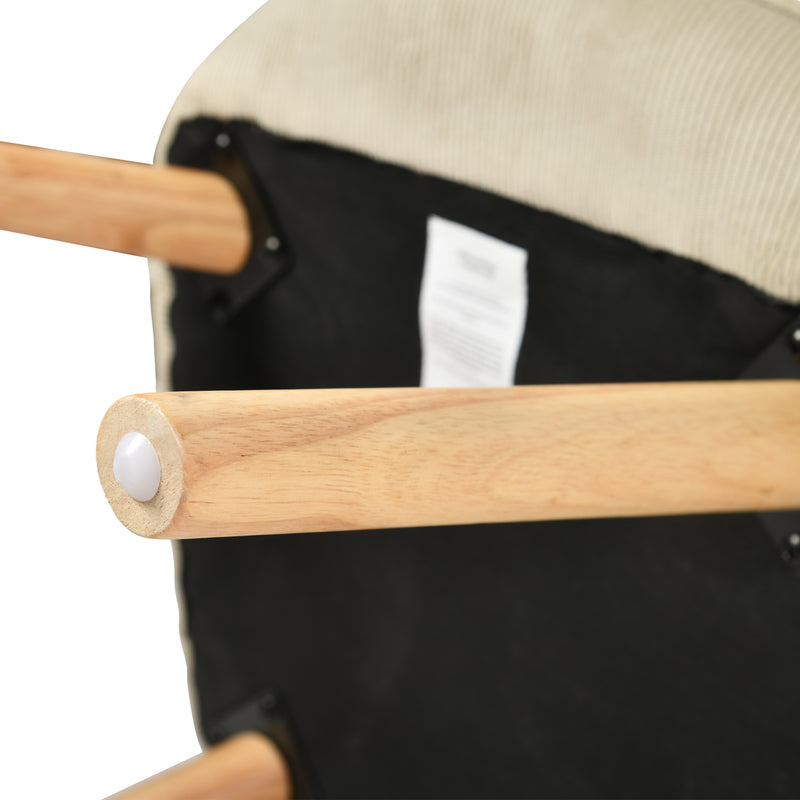 Scandinavian armchair in beige corduroy with beech legs KANAS CORDUROY BEIGE OAK LEG