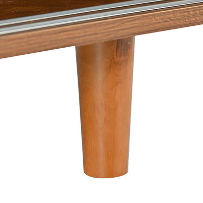 Meuble à Chaussures / Buffet en Noyer Moderne avec Portes en Rotin, Étagères Réglables et Pieds surélevés (104x40x48cm) KHAKNELS