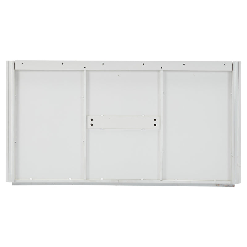 Buffet LED Multifonctionnel Blanc avec 20 Couleurs, Portes Striées et 3 Tiroirs KRAUDREL