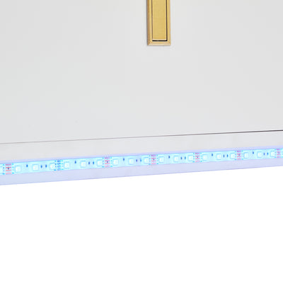 Buffet LED Multifonctionnel Blanc avec 20 Couleurs, Portes Striées et 3 Tiroirs KRAUDREL