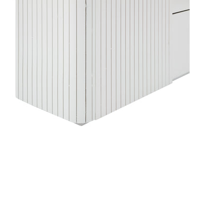 Buffet LED Multifonctionnel Blanc avec 20 Couleurs, Portes Striées et 3 Tiroirs KRAUDREL