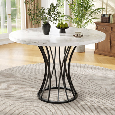 Table de Salle à Manger Carrée Noire Effet Marbre avec Piètement Métallique et Pieds Ajustables (80x80x76cm) KROGZEX BLACK