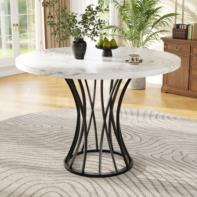 Table de Salle à Manger Carrée Noire Effet Marbre avec Piètement Métallique et Pieds Ajustables (80x80x76cm) KROGZEX BLACK