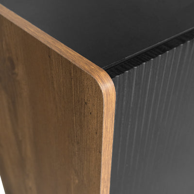 Buffet / Commode Moderne Noir & Bois avec 2 Portes, 3 Tiroirs et Pieds surélevés (120x40x75cm) KUCU