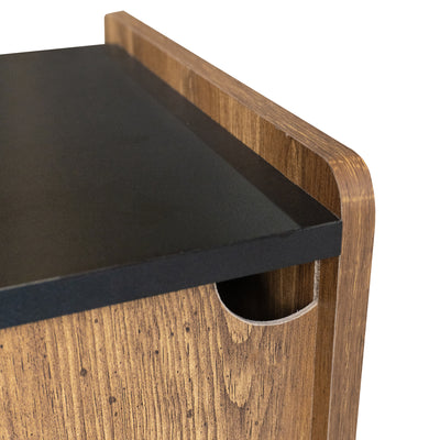 Buffet / Commode Moderne Noir & Bois avec 2 Portes, 3 Tiroirs et Pieds surélevés (120x40x75cm) KUCU