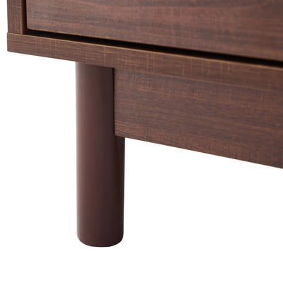 Meuble TV Marron Foncé de 180 cm avec Portes en Rotin, 4 Tiroirs et Gestion des Câbles (Pour TV jusqu'à 80 pouces) KUQON