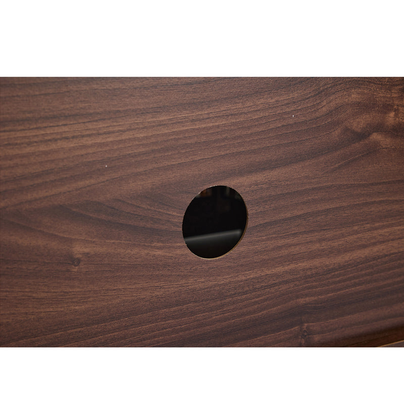 Meuble TV Marron Foncé de 180 cm avec Portes en Rotin, 4 Tiroirs et Gestion des Câbles (Pour TV jusqu&