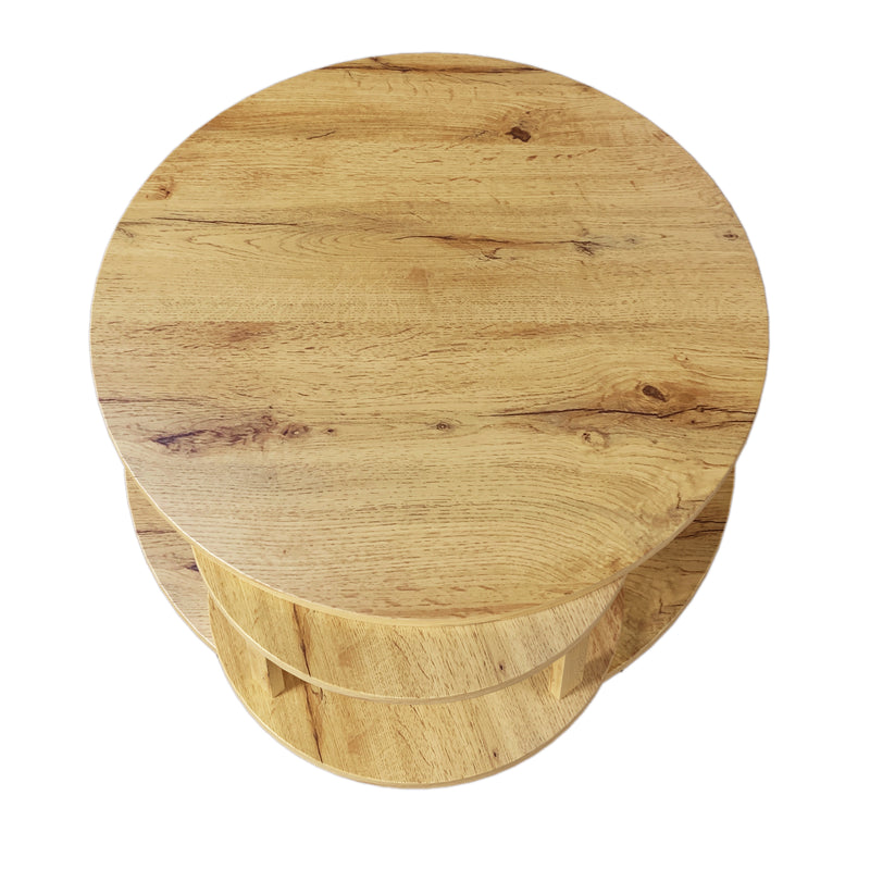 Table Basse Bicolore Pivotante Naturel et Noir avec Double Plateau et Rangement Caché LAACRO