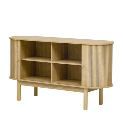 Buffet Moderne Chêne Clair avec Motif Rainuré et Rangement Modulable LONEA OAK