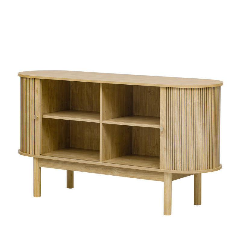Buffet Moderne Chêne Clair avec Motif Rainuré et Rangement Modulable LONEA OAK