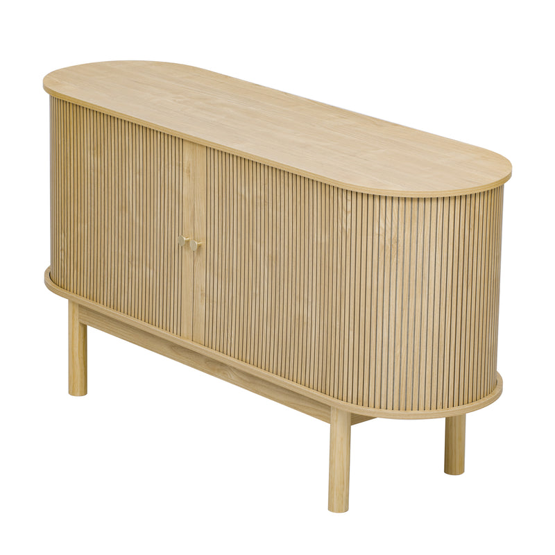 Buffet Moderne Chêne Clair avec Motif Rainuré et Rangement Modulable LONEA OAK