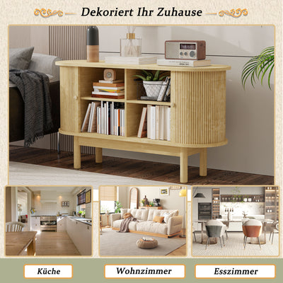 Buffet Moderne Chêne Clair avec Motif Rainuré et Rangement Modulable LONEA OAK