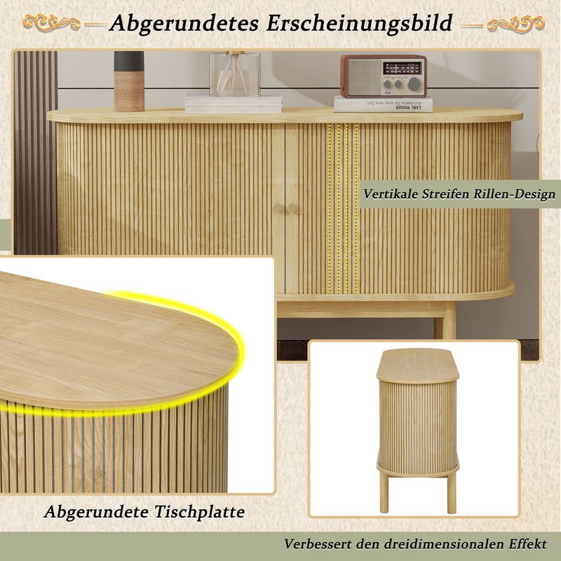 Buffet Moderne Chêne Clair avec Motif Rainuré et Rangement Modulable LONEA OAK