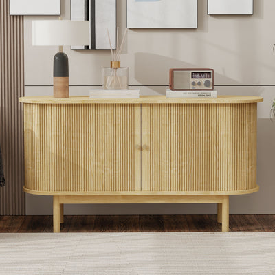 Buffet Moderne Chêne Clair avec Motif Rainuré et Rangement Modulable LONEA OAK