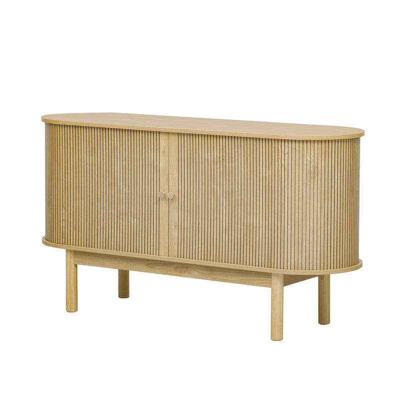 Buffet Moderne Chêne Clair avec Motif Rainuré et Rangement Modulable LONEA OAK