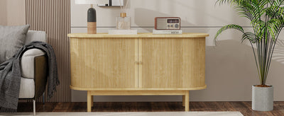 Buffet Moderne Chêne Clair avec Motif Rainuré et Rangement Modulable LONEA OAK