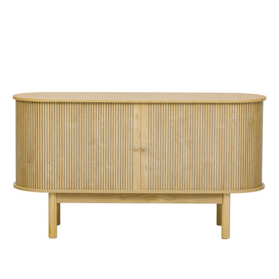 Buffet Moderne Chêne Clair avec Motif Rainuré et Rangement Modulable LONEA OAK