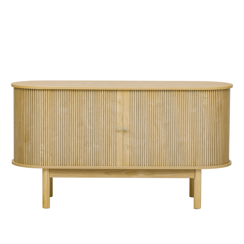 Buffet Moderne Chêne Clair avec Motif Rainuré et Rangement Modulable LONEA OAK