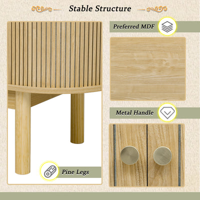 Buffet Moderne Chêne Clair avec Motif Rainuré et Rangement Modulable LONEA OAK