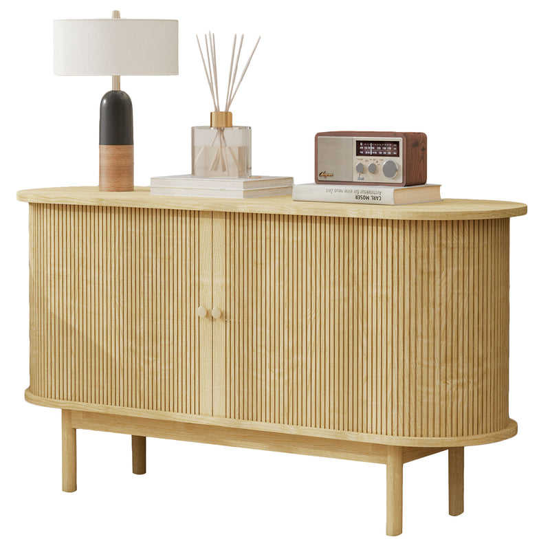 Buffet Moderne Chêne Clair avec Motif Rainuré et Rangement Modulable LONEA OAK