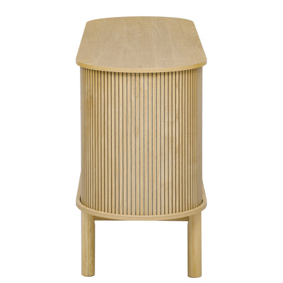 Buffet Moderne Chêne Clair avec Motif Rainuré et Rangement Modulable LONEA OAK