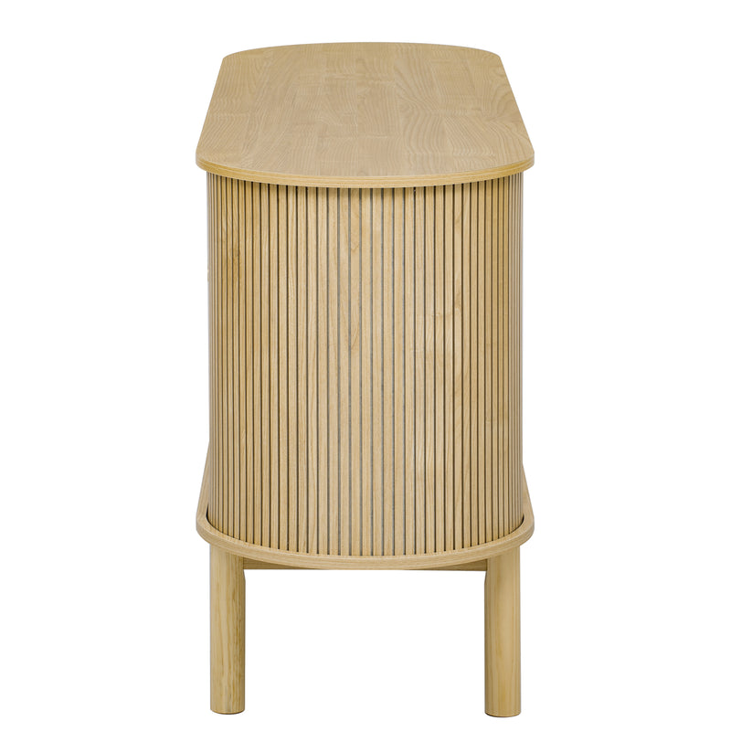 Buffet Moderne Chêne Clair avec Motif Rainuré et Rangement Modulable LONEA OAK