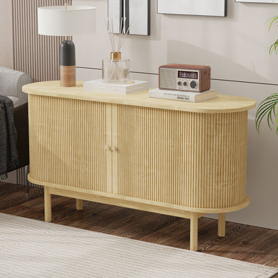 Buffet Moderne Chêne Clair avec Motif Rainuré et Rangement Modulable LONEA OAK