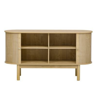 Buffet Moderne Chêne Clair avec Motif Rainuré et Rangement Modulable LONEA OAK
