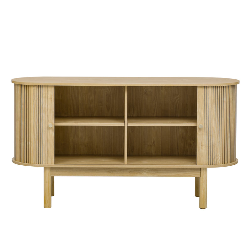 Buffet Moderne Chêne Clair avec Motif Rainuré et Rangement Modulable LONEA OAK