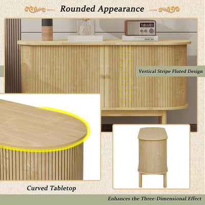 Buffet Moderne Chêne Clair avec Motif Rainuré et Rangement Modulable LONEA OAK