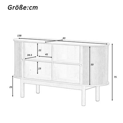 Buffet Moderne Chêne Clair avec Motif Rainuré et Rangement Modulable LONEA OAK