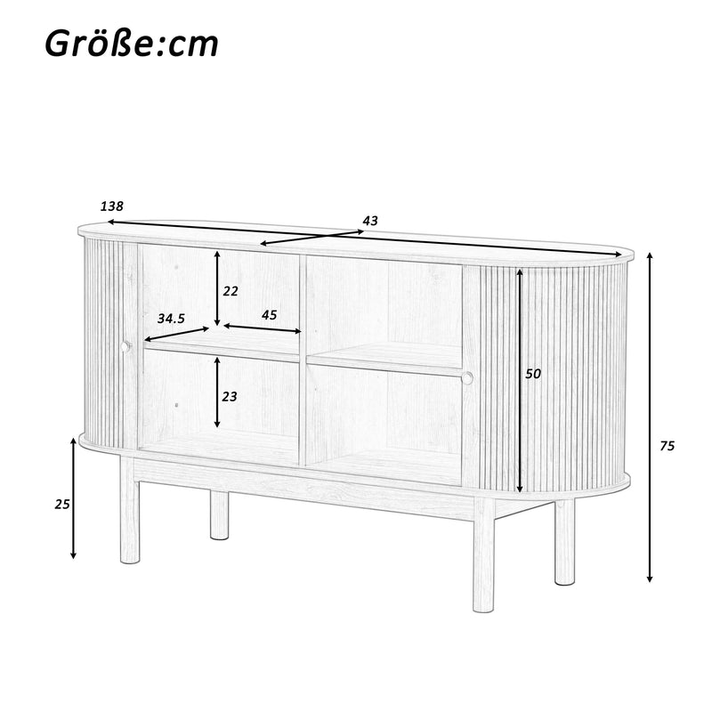 Buffet Moderne Chêne Clair avec Motif Rainuré et Rangement Modulable LONEA OAK