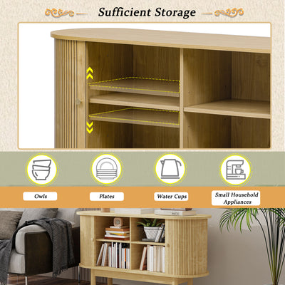 Buffet Moderne Chêne Clair avec Motif Rainuré et Rangement Modulable LONEA OAK