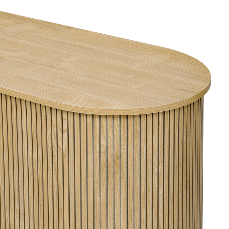 Buffet Moderne Chêne Clair avec Motif Rainuré et Rangement Modulable LONEA OAK
