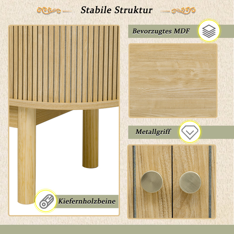 Buffet Moderne Chêne Clair avec Motif Rainuré et Rangement Modulable LONEA OAK