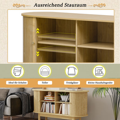 Buffet Moderne Chêne Clair avec Motif Rainuré et Rangement Modulable LONEA OAK
