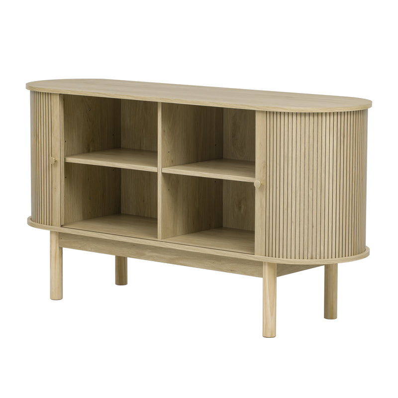 Buffet Moderne en Bois Naturel avec Motif Rainuré et Rangement Modulable LONEA WOOD